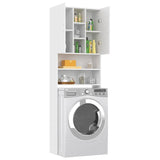 Washing Machine Cabinet White 64x25.5x190 cm - Rear View
