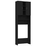Washing Machine Cabinet Black 64x25.5x190 cm - Front View