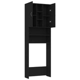 Washing Machine Cabinet Black 64x25.5x190 cm - 45-Degree Angle