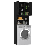 Washing Machine Cabinet Black 64x25.5x190 cm