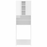 Washing Machine Cabinet High Gloss White 64x25.5x190 cm - Side View