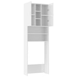 Washing Machine Cabinet High Gloss White 64x25.5x190 cm - 45-Degree Angle