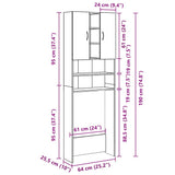 Washing Machine Cabinet High Gloss White 64x25.5x190 cm - Extra Image