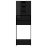 Washing Machine Cabinet High Gloss Black 64x25.5x190 cm - Side View