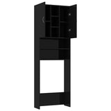 Washing Machine Cabinet High Gloss Black 64x25.5x190 cm - 45-Degree Angle