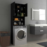 Washing Machine Cabinet High Gloss Black 64x25.5x190 cm