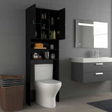 Washing Machine Cabinet High Gloss Black 64x25.5x190 cm - Low Angle