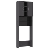 Washing Machine Cabinet High Gloss Grey 64x25.5x190 cm