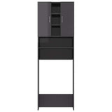 Washing Machine Cabinet High Gloss Grey 64x25.5x190 cm - Side View