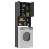 Washing Machine Cabinet High Gloss Grey 64x25.5x190 cm - Rear View