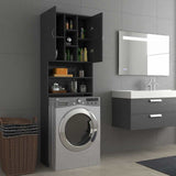 Washing Machine Cabinet High Gloss Grey 64x25.5x190 cm - Close-Up Angle