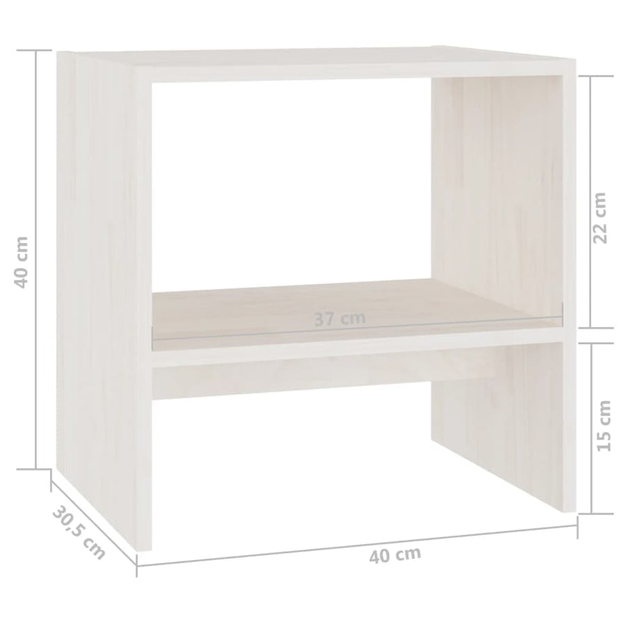 Bedside Cabinet White 40x30.5x40 cm Solid Pinewood