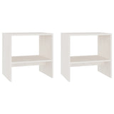 Bedside Cabinets 2 pcs White 40x30.5x40 cm Solid Pinewood - Front View