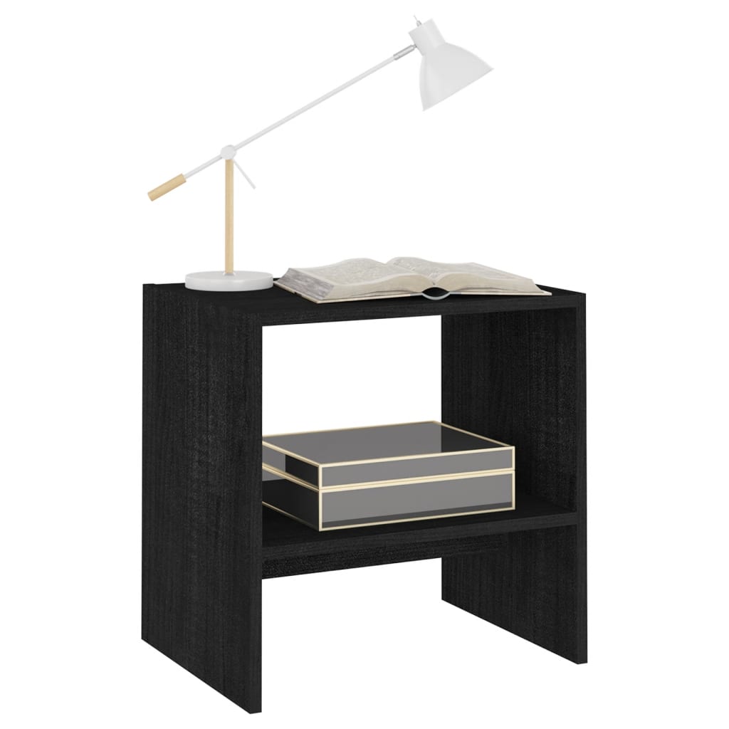 Bedside Cabinet Black 40x30.5x40 cm Solid Pinewood