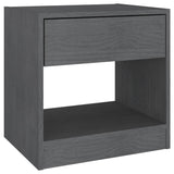 Bedside Cabinet Grey 40x31x40 cm Solid Pinewood - Front View