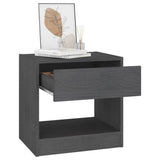 Bedside Cabinet Grey 40x31x40 cm Solid Pinewood - Side View
