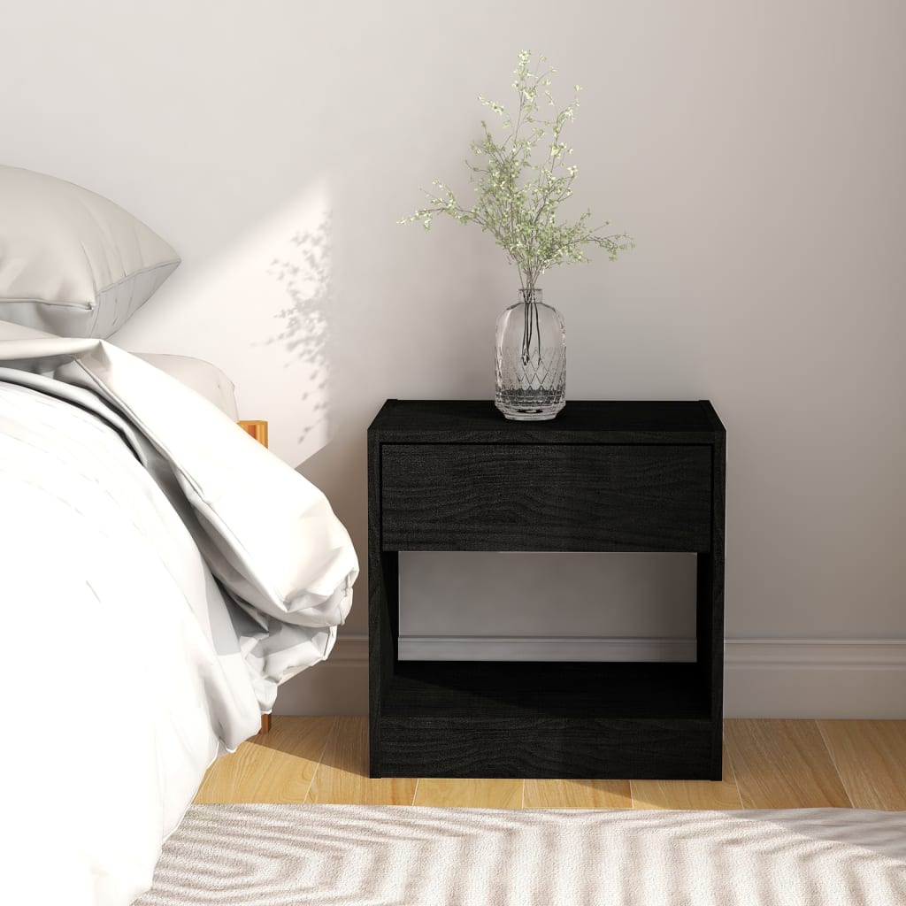 Bedside Cabinet Black 40x31x40 cm Solid Pinewood