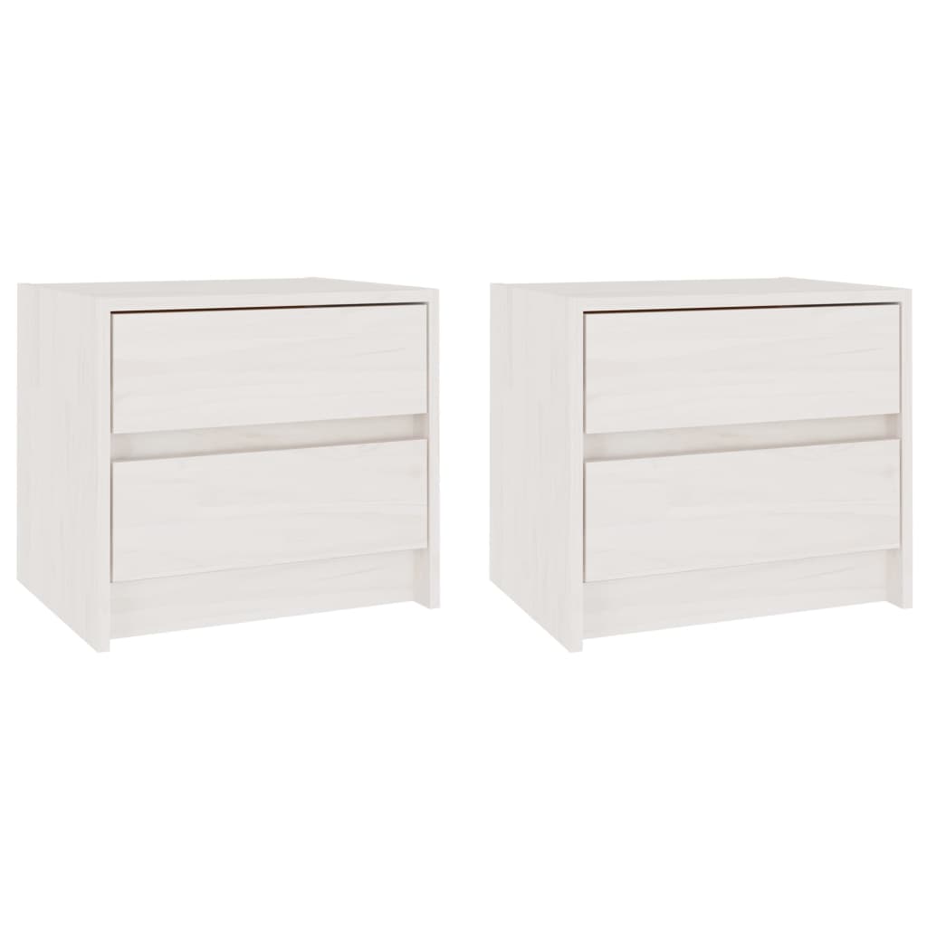 Bedside Cabinets 2 pcs White 40x30.5x35.5 cm Solid Pine Wood