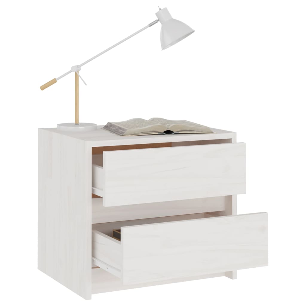 Bedside Cabinets 2 pcs White 40x30.5x35.5 cm Solid Pine Wood