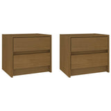 Bedside Cabinets 2 pcs Honey Brown Solid Pine Wood - Front View