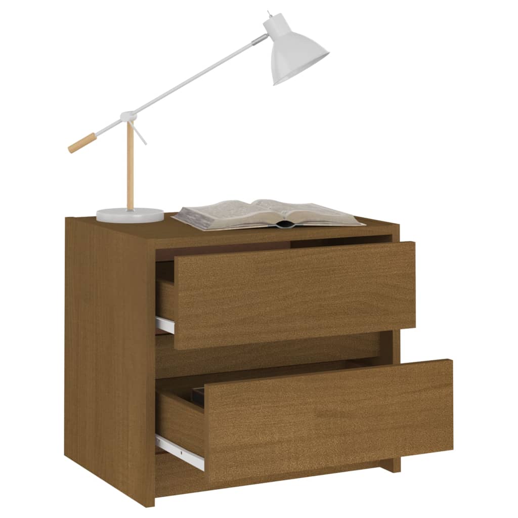 Bedside Cabinets 2 pcs Honey Brown Solid Pine Wood