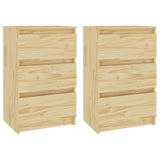 Bedside Cabinets 2 pcs 40x29.5x64 cm Solid Pine Wood - Front View