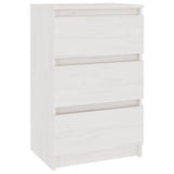 Bedside Cabinet White 40x29.5x64 cm Solid Pine Wood - Front View