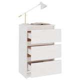 Bedside Cabinet White 40x29.5x64 cm Solid Pine Wood - Side View