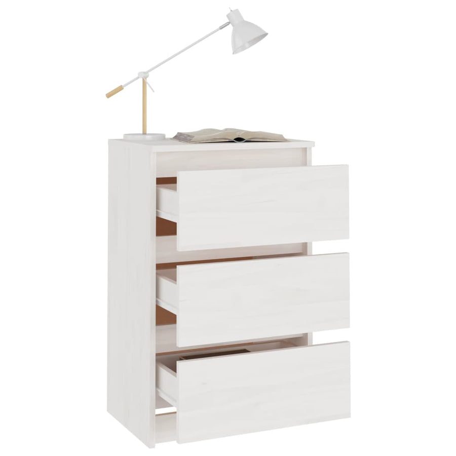 Bedside Cabinet White 40x29.5x64 cm Solid Pine Wood