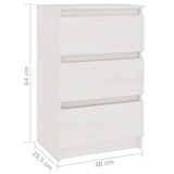 Bedside Cabinet White 40x29.5x64 cm Solid Pine Wood - Close-Up Angle