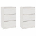 Bedside Cabinets 2 pcs White 40x29.5x64 cm Solid Pine Wood