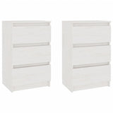 Bedside Cabinets 2 pcs White 40x29.5x64 cm Solid Pine Wood - Front View