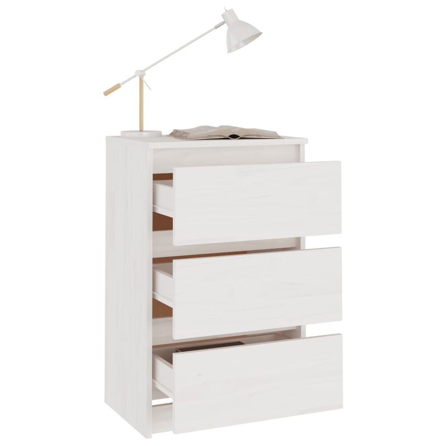 Bedside Cabinets 2 pcs White 40x29.5x64 cm Solid Pine Wood
