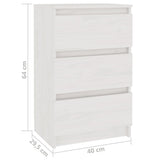 Bedside Cabinets 2 pcs White 40x29.5x64 cm Solid Pine Wood