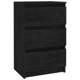 Bedside Cabinet Black 40x29.5x64 cm Solid Pine Wood