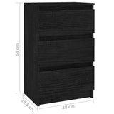 Bedside Cabinet Black 40x29.5x64 cm Solid Pine Wood