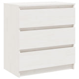 Bedside Cabinet White 60x36x64 cm Solid Pinewood - Front View