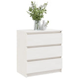 Bedside Cabinet White 60x36x64 cm Solid Pinewood - Side View