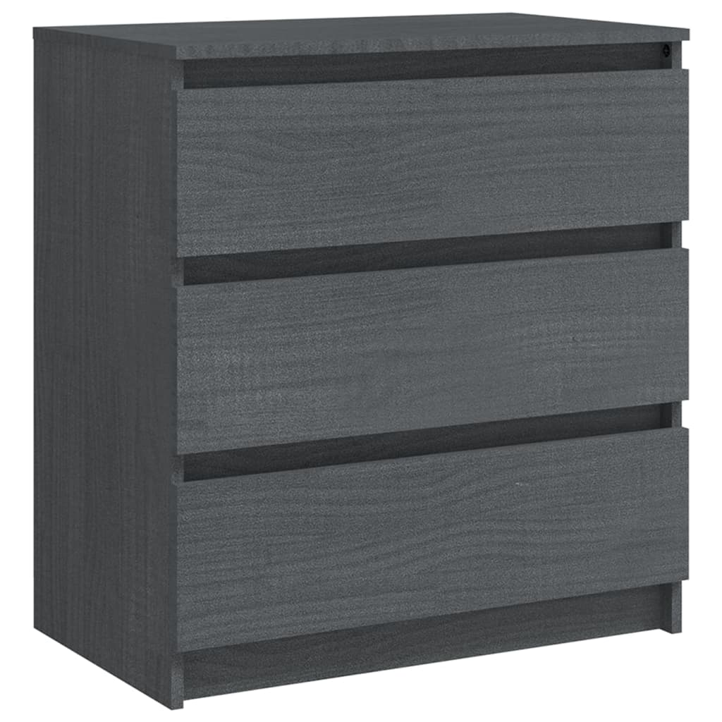 Bedside Cabinet Grey 60x36x64 cm Solid Pinewood