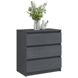 Bedside Cabinet Grey 60x36x64 cm Solid Pinewood - Side View