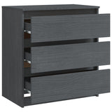 Bedside Cabinet Grey 60x36x64 cm Solid Pinewood - Rear View