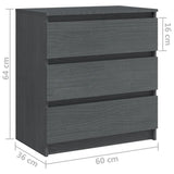 Bedside Cabinet Grey 60x36x64 cm Solid Pinewood