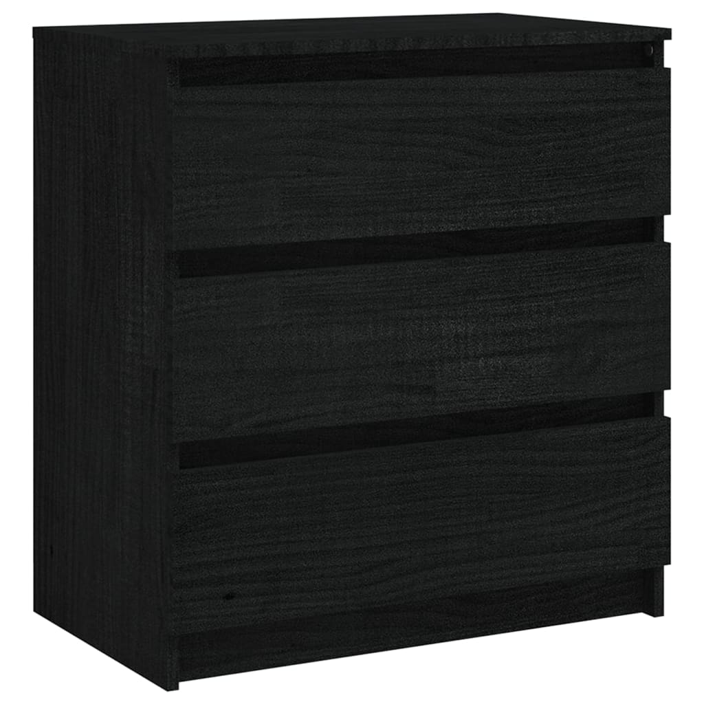 Bedside Cabinet Black 60x36x64 cm Solid Pinewood