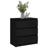 Bedside Cabinet Black 60x36x64 cm Solid Pinewood - Side View