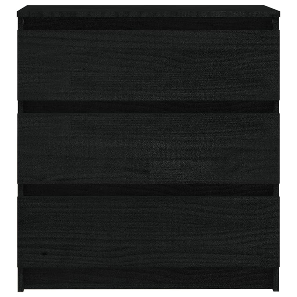 Bedside Cabinet Black 60x36x64 cm Solid Pinewood