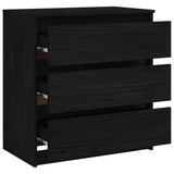 Bedside Cabinet Black 60x36x64 cm Solid Pinewood - Rear View