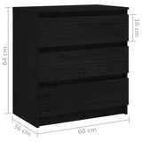 Bedside Cabinet Black 60x36x64 cm Solid Pinewood - Extra Image