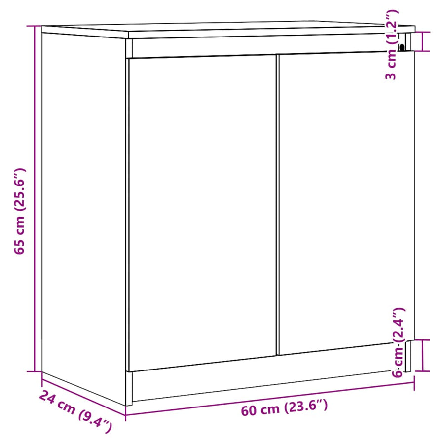 Side Cabinet Honey Brown 60x36x65 cm Solid Pinewood