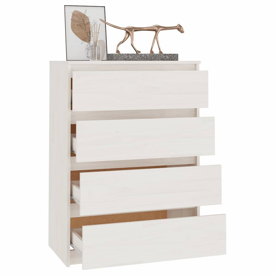 Side Cabinet White 60x36x84 cm Solid Pinewood