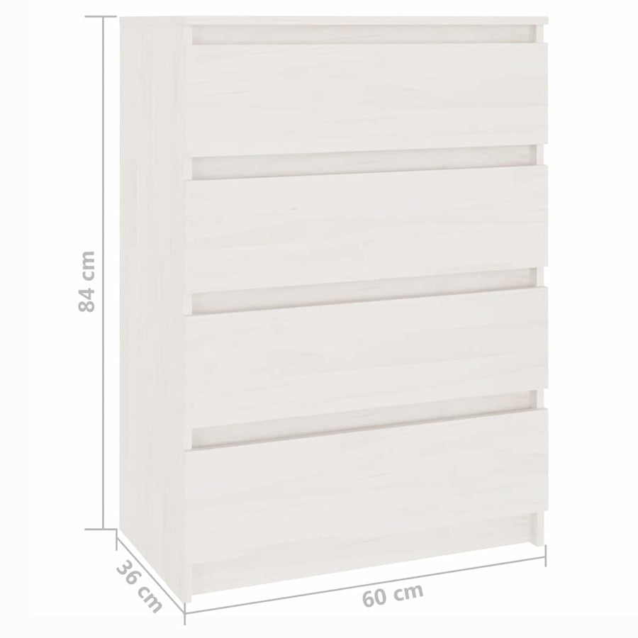Side Cabinet White 60x36x84 cm Solid Pinewood